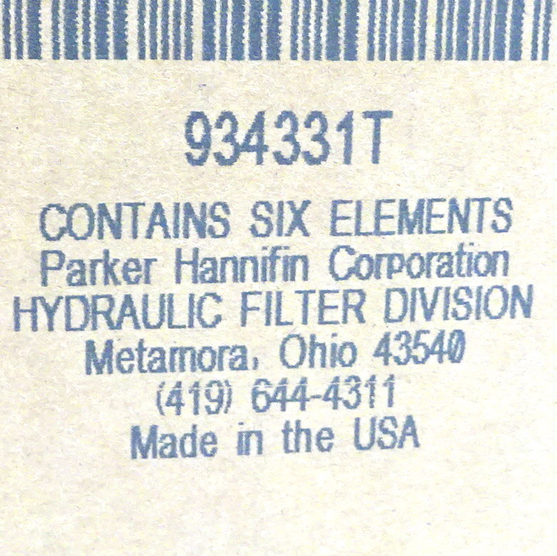 Hydraulic Filter 934331T Parker 6.1" Axxa Motors & Motor Control